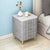 Masco Bedside Table In Fabric With Marble Top - Oak Inside