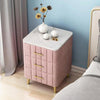 Masco Bedside Table In Fabric With Marble Top - Oak Inside