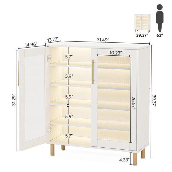 Masco Luxury Shoe Rack In PU Polish - Oak Inside