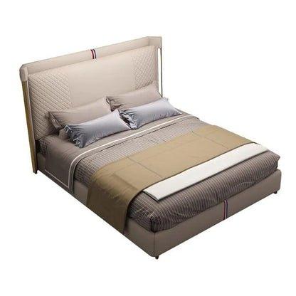 Masco Luxury Upholstered Bed in Leatherette - Oak Inside