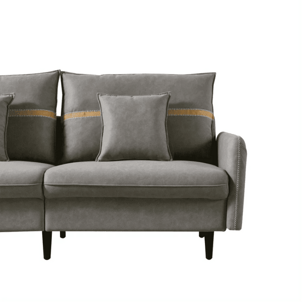 Mexico Luxury Sofa Set in Suede - Oak Inside