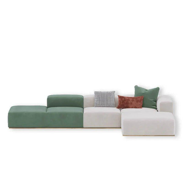 Monaco Luxury Sectional Sofa in Suede - Oak Inside