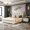 Monaco Luxury Upholstered Bed in Leatherette - Oak Inside