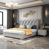 Monaco Luxury Upholstered Bed in Leatherette - Oak Inside