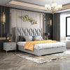 Monaco Luxury Upholstered Bed in Leatherette - Oak Inside