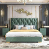 Monaco Luxury Upholstered Bed in Leatherette - Oak Inside