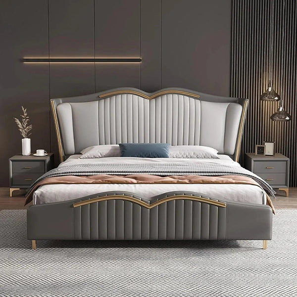 Monaco Premium Upholstered Bed in Suede - Oak Inside