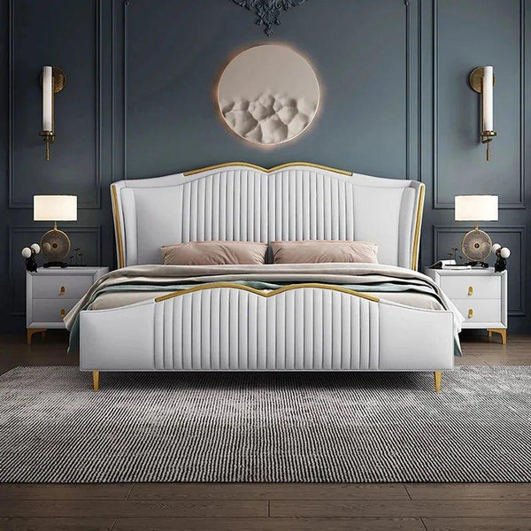 Monaco Premium Upholstered Bed in Suede - Oak Inside