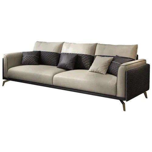 Mono Luxury Sofa Set In Leatherette - Oak Inside