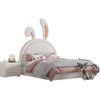 Naughty Bunny Luxury Upholstered Bed in Suede - Oak Inside