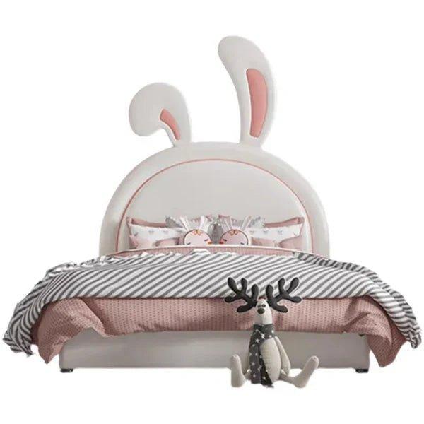 Naughty Bunny Luxury Upholstered Bed in Suede - Oak Inside