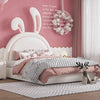 Naughty Bunny Luxury Upholstered Bed in Suede - Oak Inside