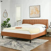 Nero Premium Upholstered Bed Without Storage In Leatherette - Oak Inside