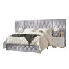 Nexon Luxury Upholstered Bed With Side Tables in Suede - Oak Inside