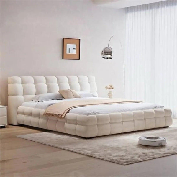 Oppo Premium Upholstered Bed in Brooklyn Fabric - Oak Inside