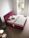 Oppo Quilt Luxury Upholstered Bed in Suede - Oak Inside