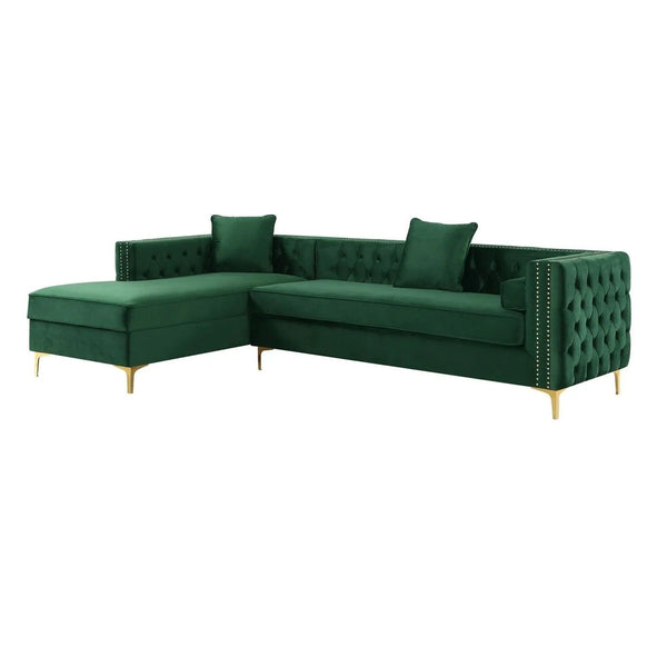 Orzo Luxury Chesterfield Sectional Sofa in Suede - Oak Inside