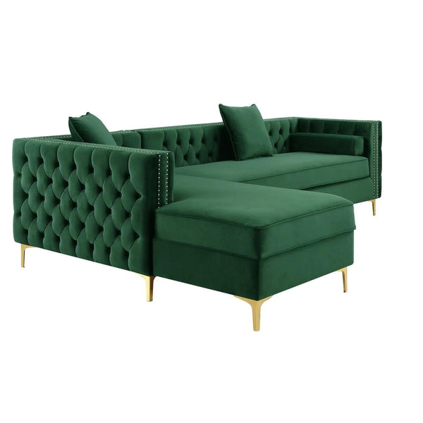 Orzo Luxury Chesterfield Sectional Sofa in Suede - Oak Inside