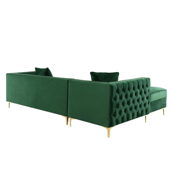 Orzo Luxury Chesterfield Sectional Sofa in Suede - Oak Inside