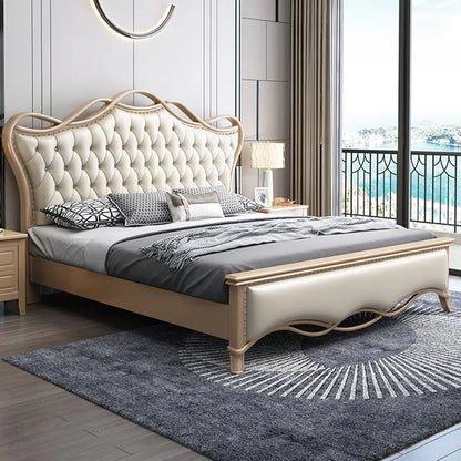 Paris Premium Upholstered Bed in Suede - Oak Inside