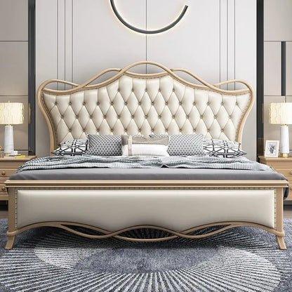 Paris Premium Upholstered Bed in Suede - Oak Inside