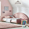 Pink Moon Upholstered Luxury Bed In Suede - Oak Inside