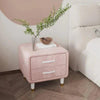 Pinkish 2 Drawers Bed Side Table In Fabric - Oak Inside