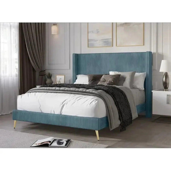 Proline Premium Upholstered Bed Without Storage In Suede - Oak Inside