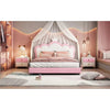 Queen Premium Upholstered Kids Bed Without Storage in Leatherette - Oak Inside