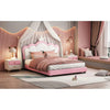 Queen Premium Upholstered Kids Bed Without Storage in Leatherette - Oak Inside