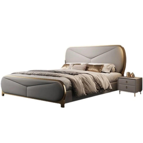 Rado Premium Upholstered Bed in Suede - Oak Inside