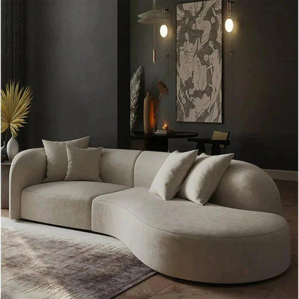 Remix Curved Premium Sofa Set in Suede - Oak Inside