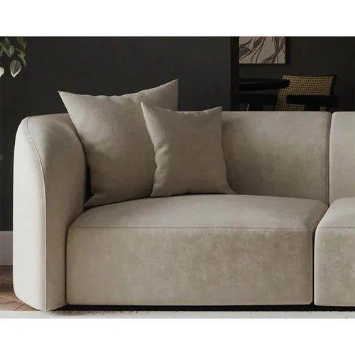 Remix Curved Premium Sofa Set in Suede - Oak Inside