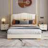 Rolex Luxury Upholstered Bed in Leatherette - Oak Inside