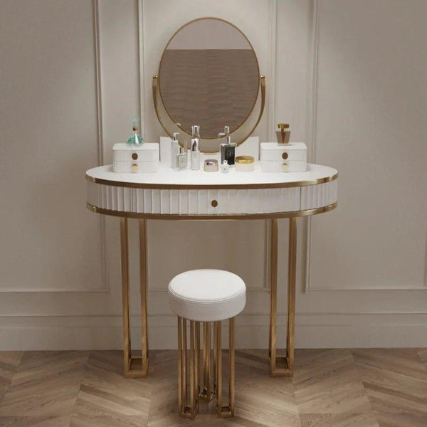 Royal Solid Wood PU Polished Dressing Table - Oak Inside