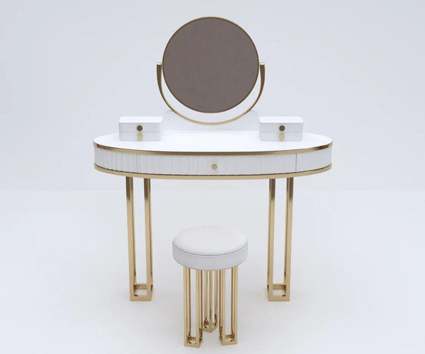 Royal Solid Wood PU Polished Dressing Table - Oak Inside