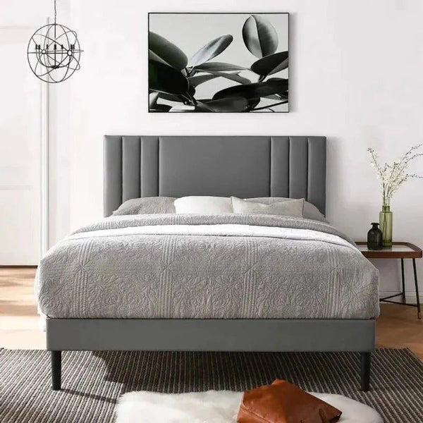 Seraphic Luxury Upholstered Bed Without Storage In Suede - Oak Inside