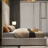 Sisca Premium Upholstered Bed in Suede - Oak Inside