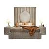 Sisca Premium Upholstered Bed in Suede - Oak Inside