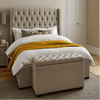 Straight Quilt Luxury Bed in Suede - Oak Inside