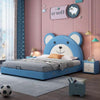 Teddy Bear Luxury Upholstered Kids Bed In Leatherette - Oak Inside