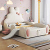 Ticktok Luxury Upholstered Kids Bed Without Storage in Leatherette - Oak Inside