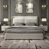 Tony Luxury Upholstered Bed in Leatherette - Oak Inside