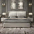 Tony Luxury Upholstered Bed in Leatherette - Oak Inside