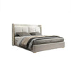 Tony Luxury Upholstered Bed in Leatherette - Oak Inside