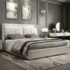 Tony Luxury Upholstered Bed in Leatherette - Oak Inside