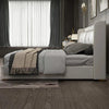 Tony Luxury Upholstered Bed in Leatherette - Oak Inside