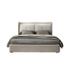 Tony Luxury Upholstered Bed in Leatherette - Oak Inside