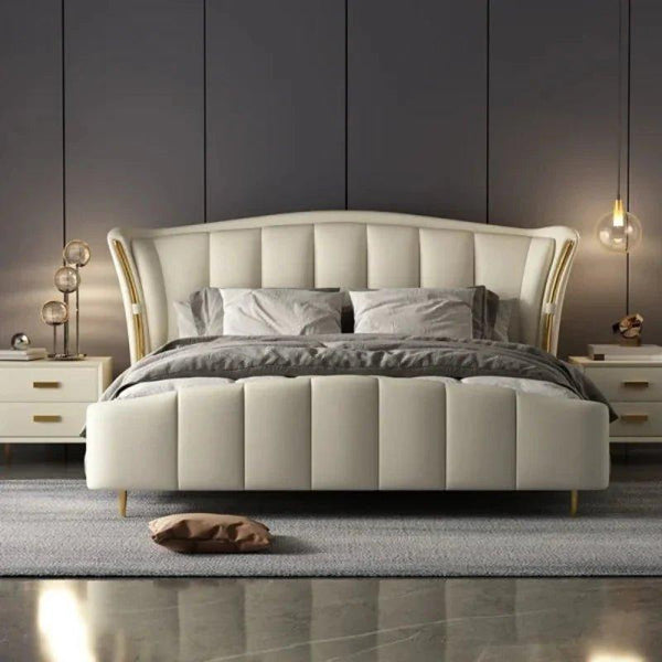 Trends Premium Upholstered Bed In Leatherette - Oak Inside