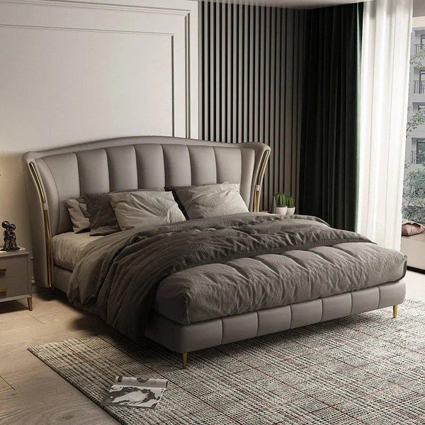 Trends Premium Upholstered Bed In Leatherette - Oak Inside